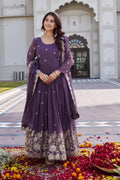 Elegant Fox Georgette Embroidered Gown with Matching Dupatta
