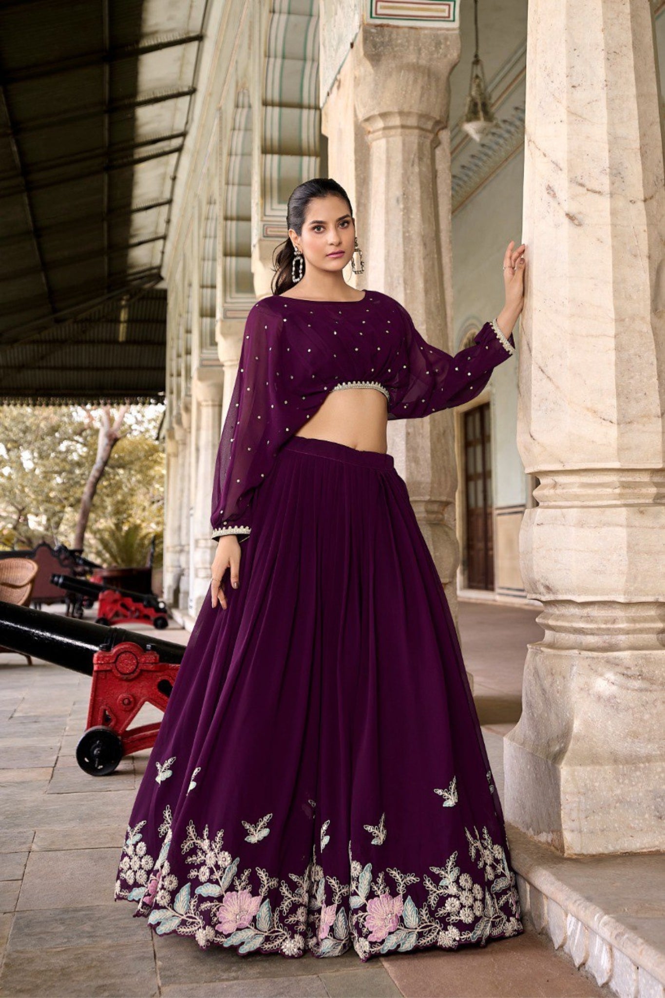 Georgette Embroidered Work Lehenga Co-Ord Set

