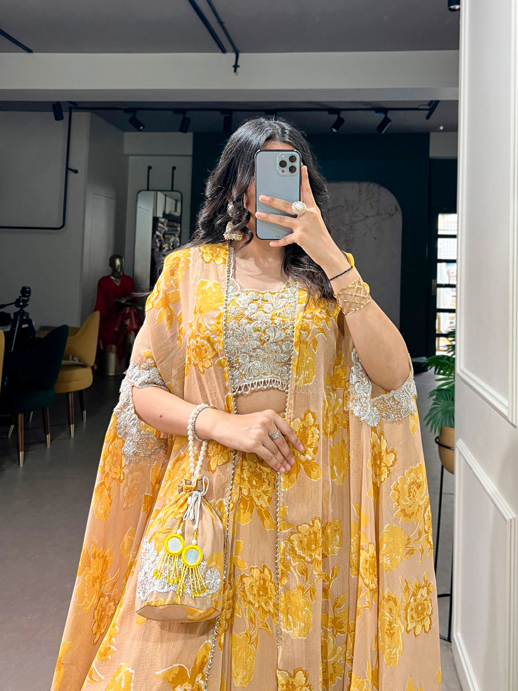 Soft Pastel Georgette Heavy Embroidery Lehenga Set With Batwa

