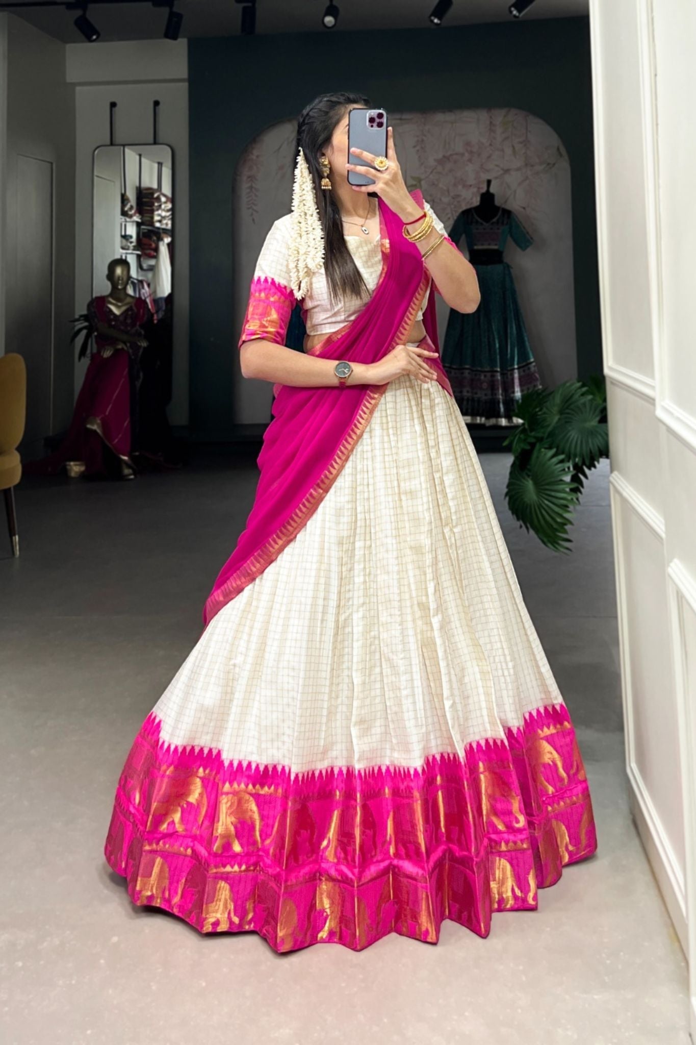 Kalyani Cotton Lehenga Choli Paired With Flowing Georgette Dupatta