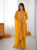 Luxury Faux Georgette Sequence Work Plazzo Suit Set for Festive Wear
