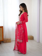 Luxury Faux Georgette Sequence Work Plazzo Suit Set for Festive Wear
