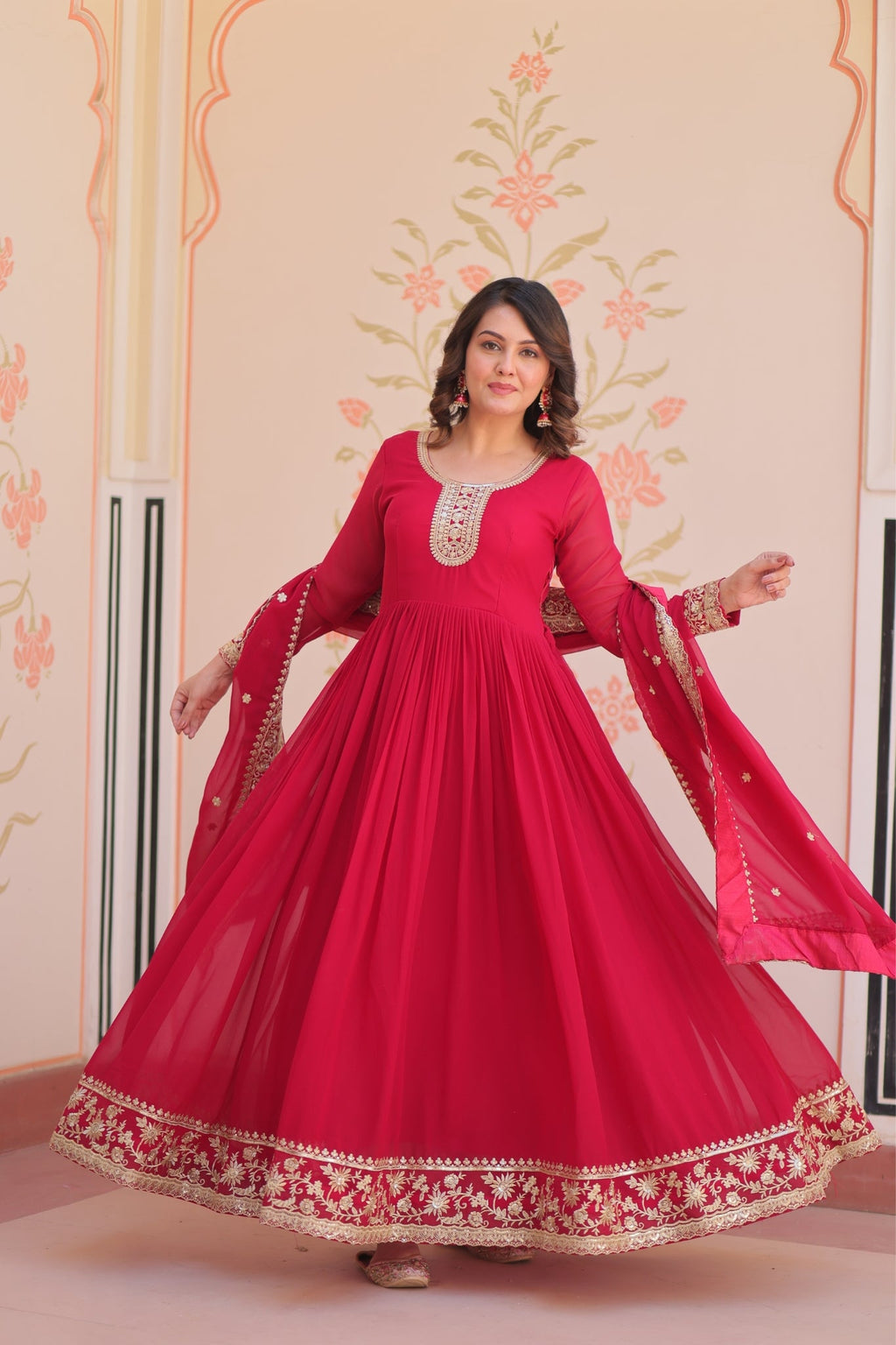 Stunning Designer Georgette Sequins Embroidered Beautiful Gown