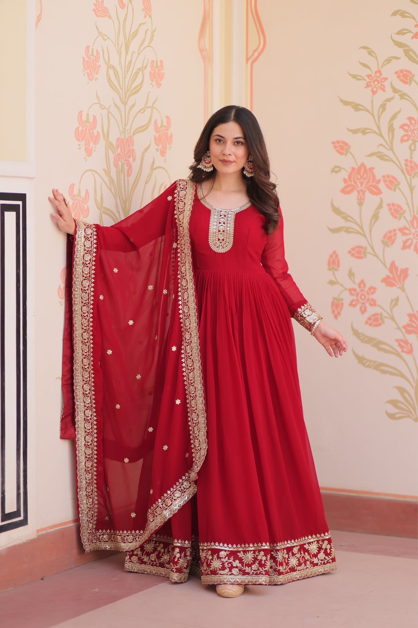 Stunning Designer Georgette Sequins Embroidered Beautiful Gown