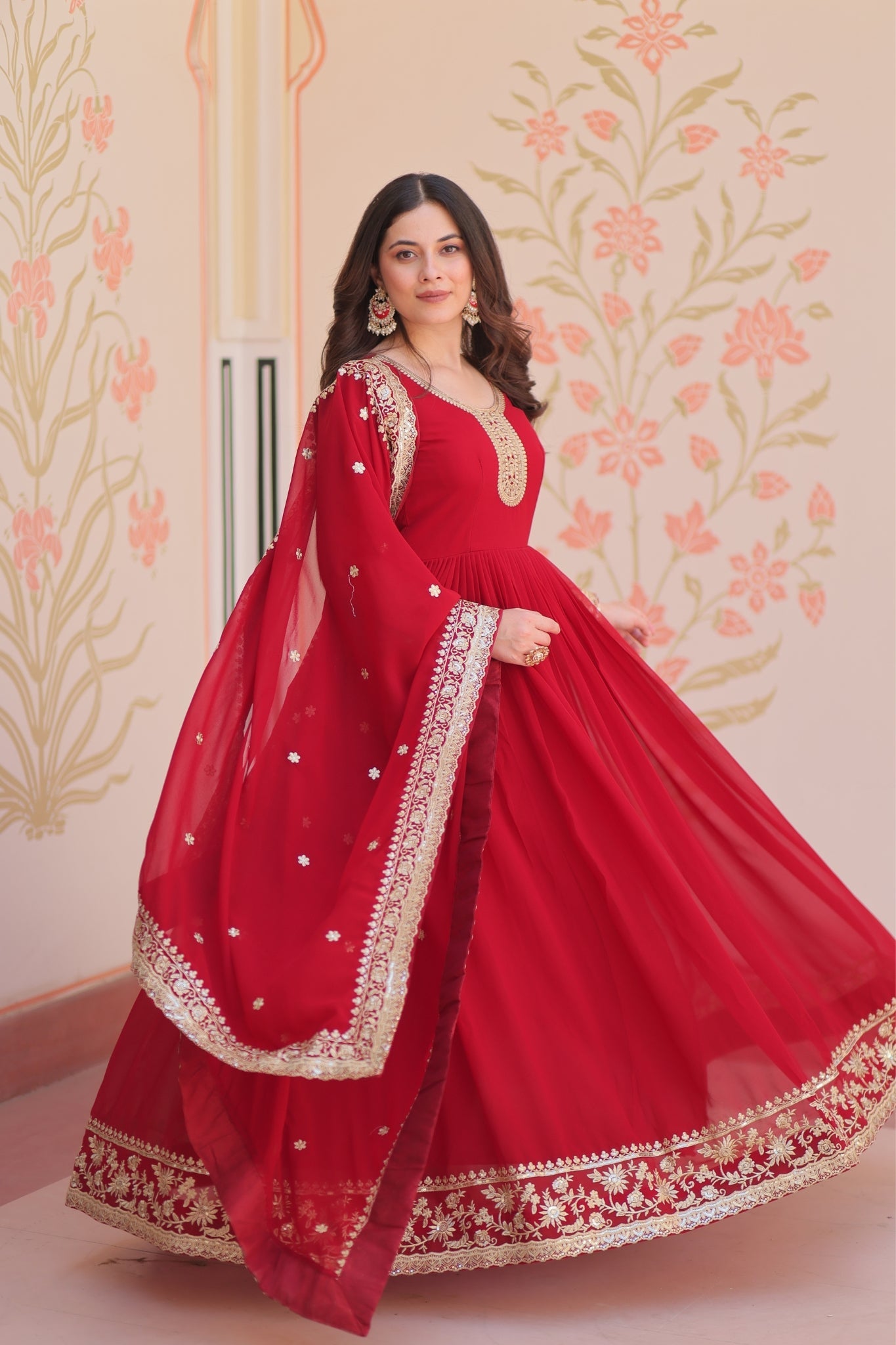 Stunning Designer Georgette Sequins Embroidered Beautiful Gown