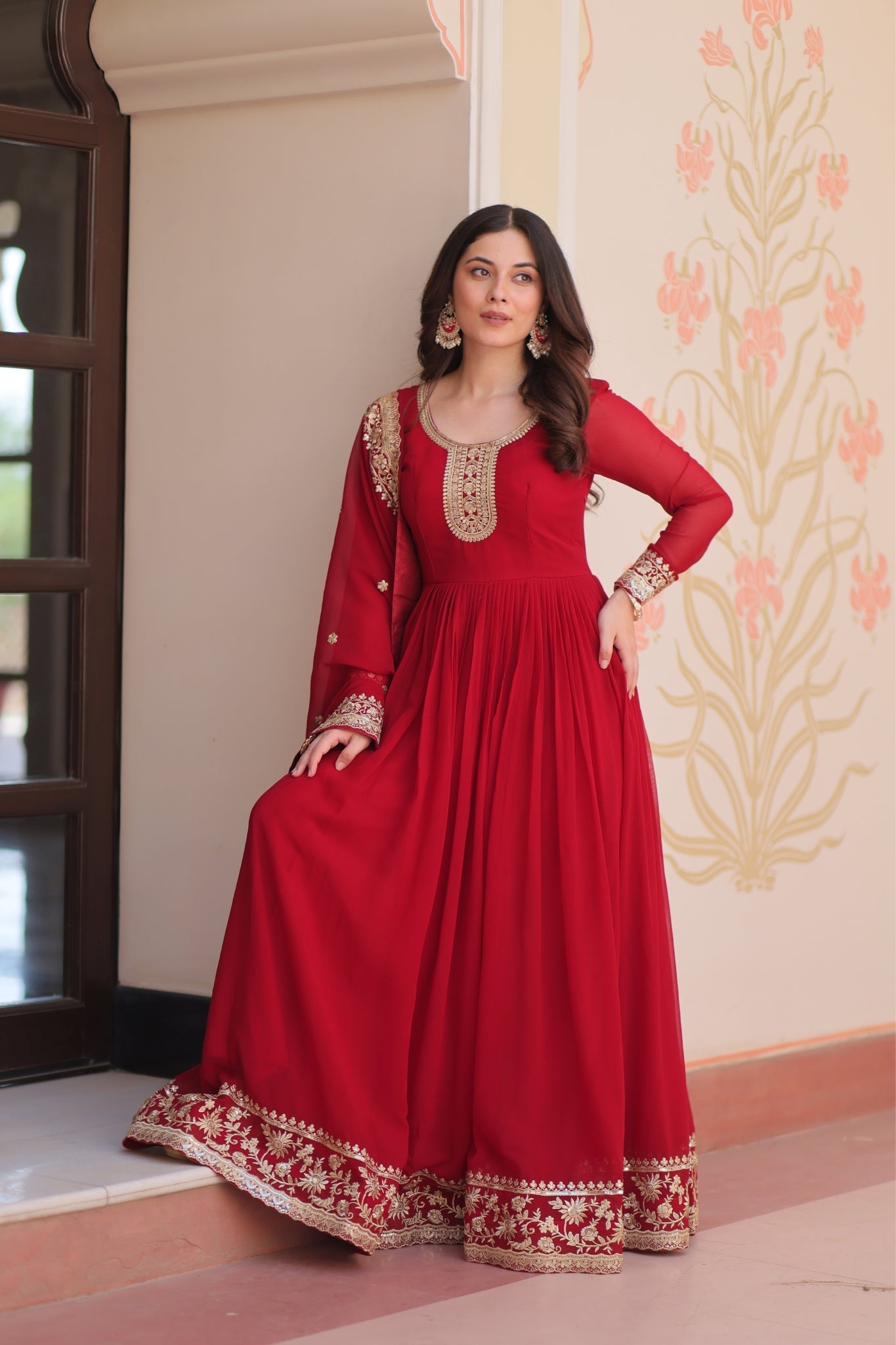Stunning Designer Georgette Sequins Embroidered Beautiful Gown