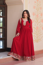 Stunning Designer Georgette Sequins Embroidered Beautiful Gown