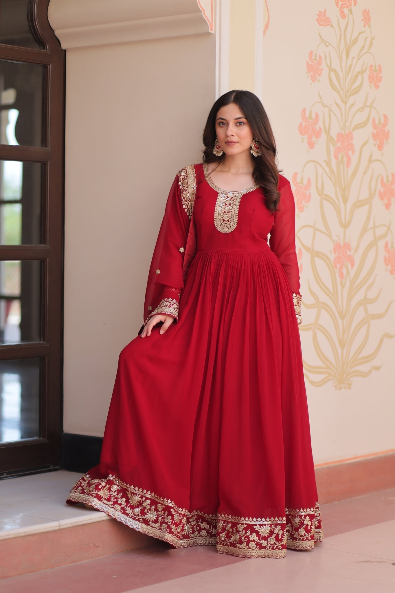 Stunning Designer Georgette Sequins Embroidered Beautiful Gown