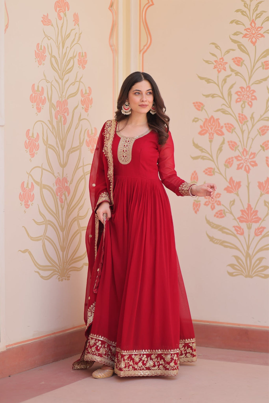 Stunning Designer Georgette Sequins Embroidered Beautiful Gown