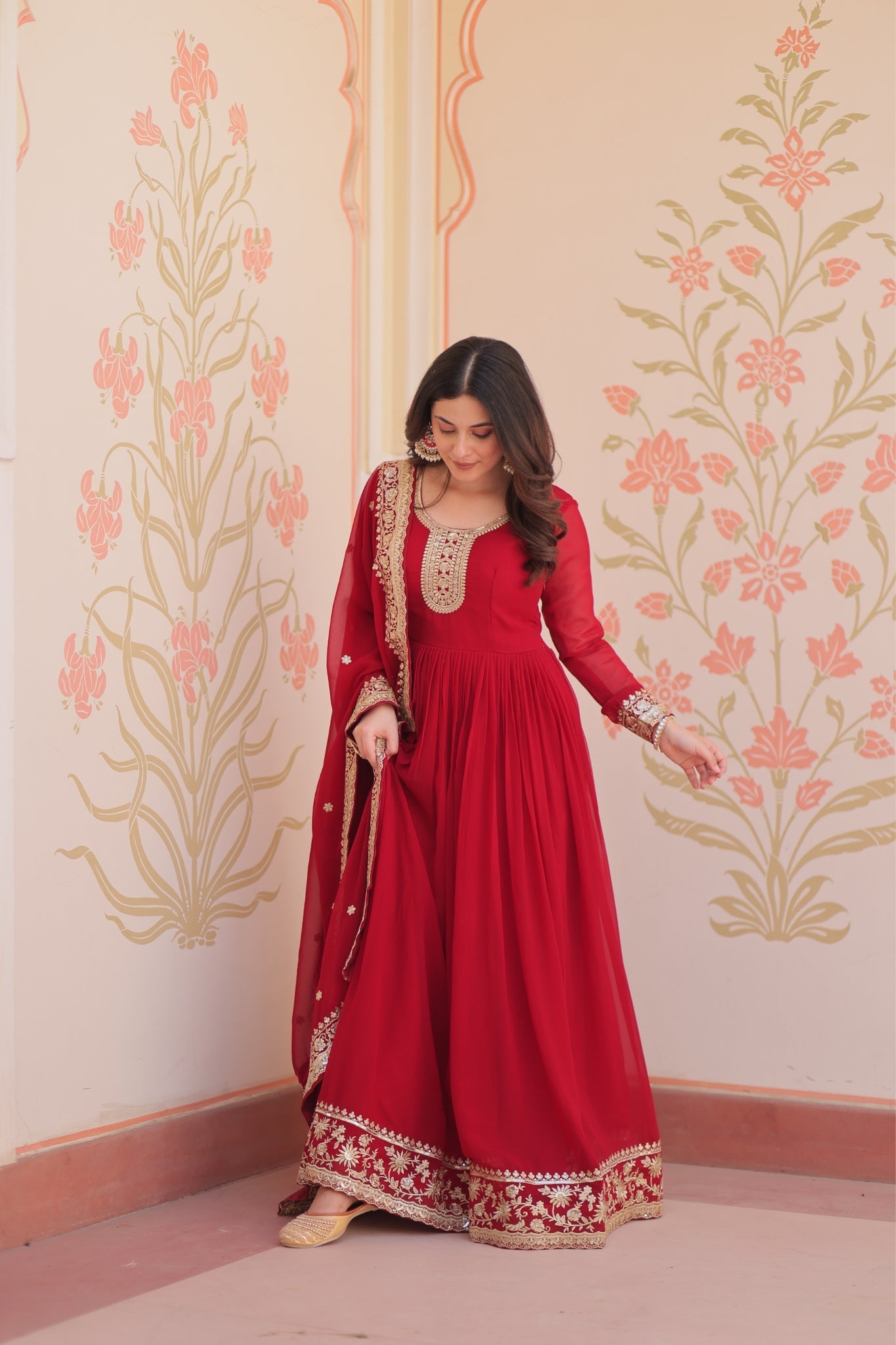 Stunning Designer Georgette Sequins Embroidered Beautiful Gown