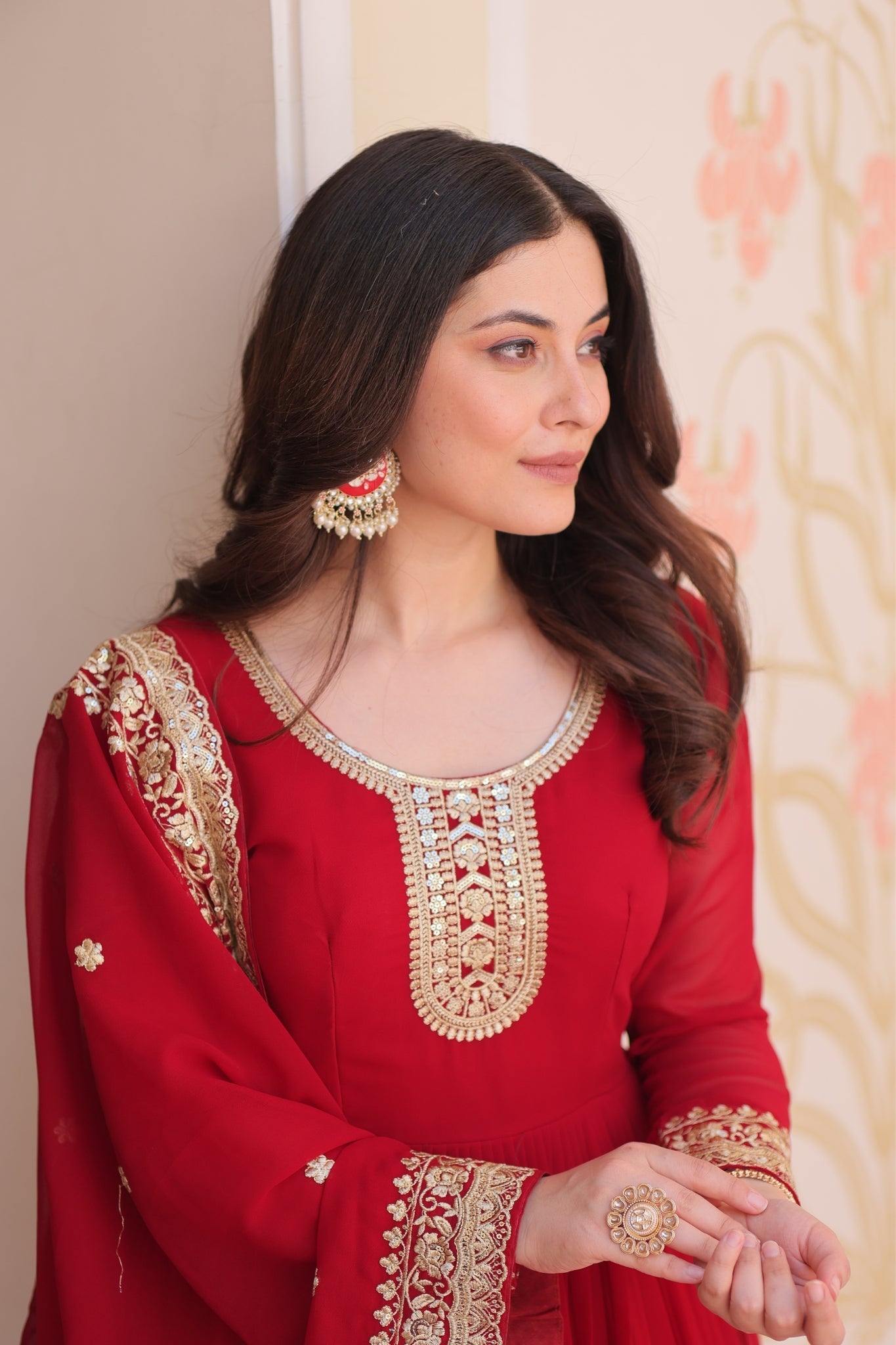 Stunning Designer Georgette Sequins Embroidered Beautiful Gown