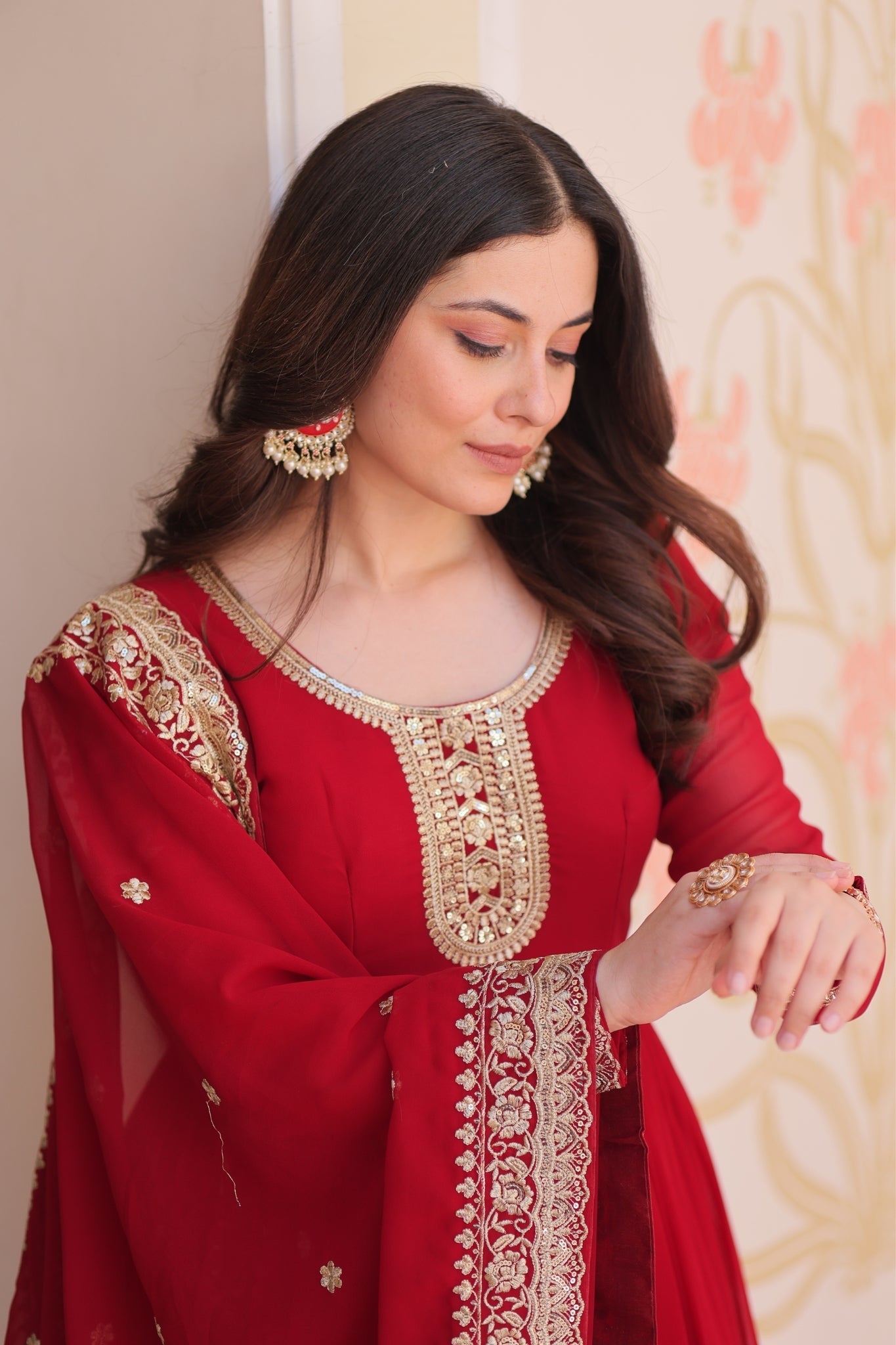 Stunning Designer Georgette Sequins Embroidered Beautiful Gown