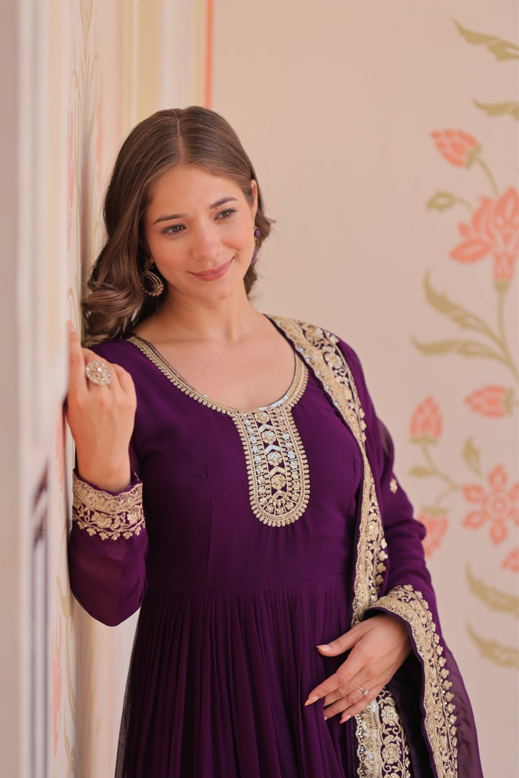 Stunning Designer Georgette Sequins Embroidered Beautiful Gown