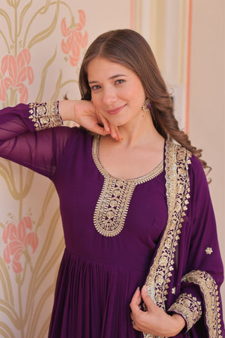 Stunning Designer Georgette Sequins Embroidered Beautiful Gown