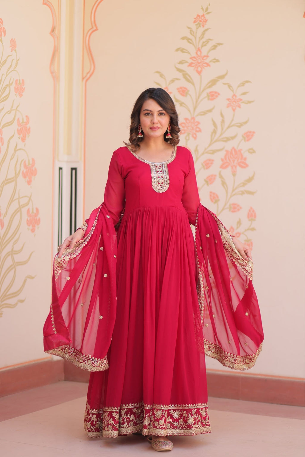 Stunning Designer Georgette Sequins Embroidered Beautiful Gown