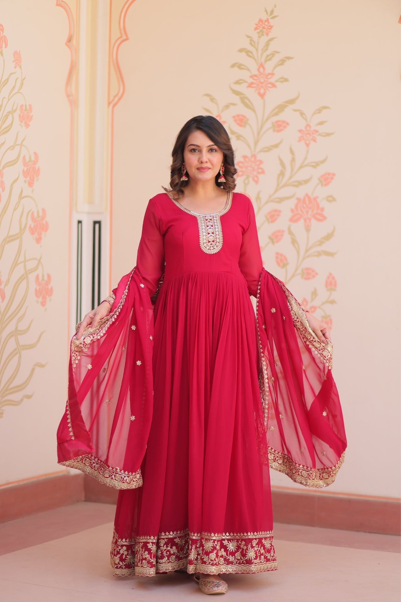 Stunning Designer Georgette Sequins Embroidered Beautiful Gown