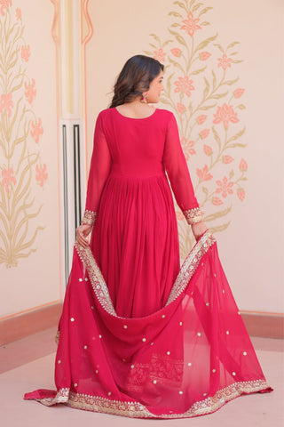 Stunning Designer Georgette Sequins Embroidered Beautiful Gown