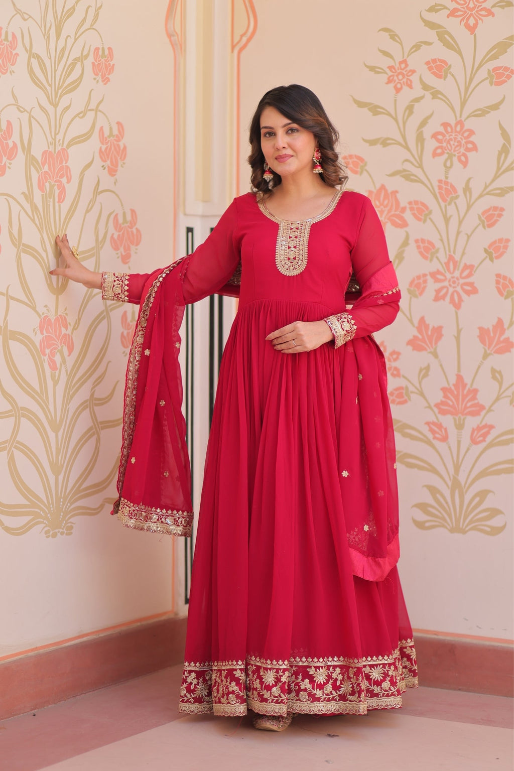 Stunning Designer Georgette Sequins Embroidered Beautiful Gown