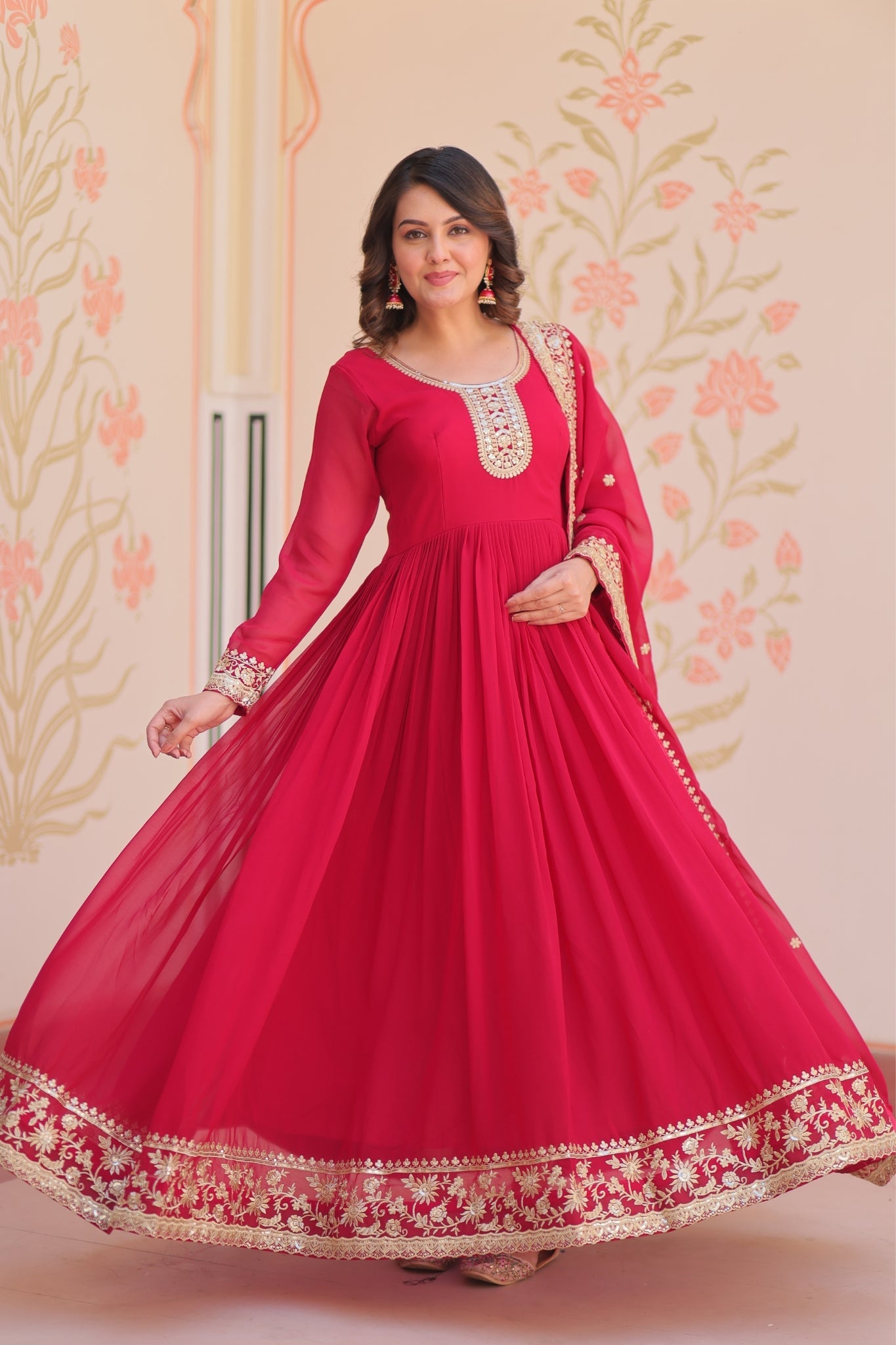 Stunning Designer Georgette Sequins Embroidered Beautiful Gown