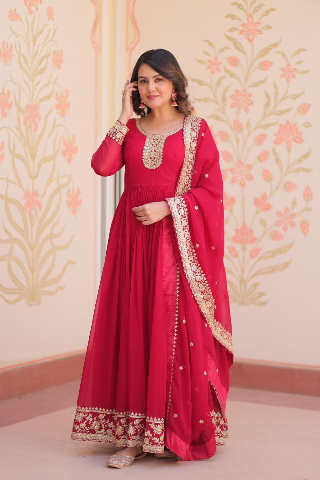 Stunning Designer Georgette Sequins Embroidered Beautiful Gown