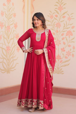 Stunning Designer Georgette Sequins Embroidered Beautiful Gown