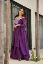 Star Georgette with Embroidery Beads Sequins Work Gown with Dupatta Set