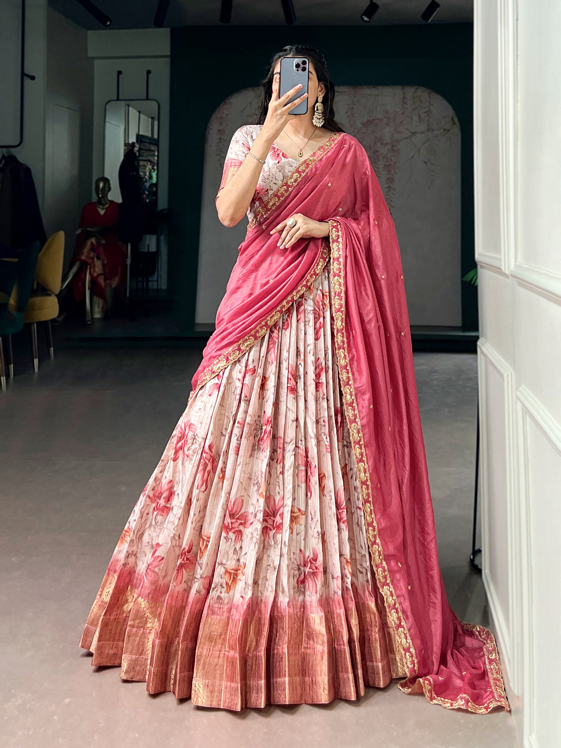 Festive Glam Dola Chex Zari Work Lehenga Choli Collection
