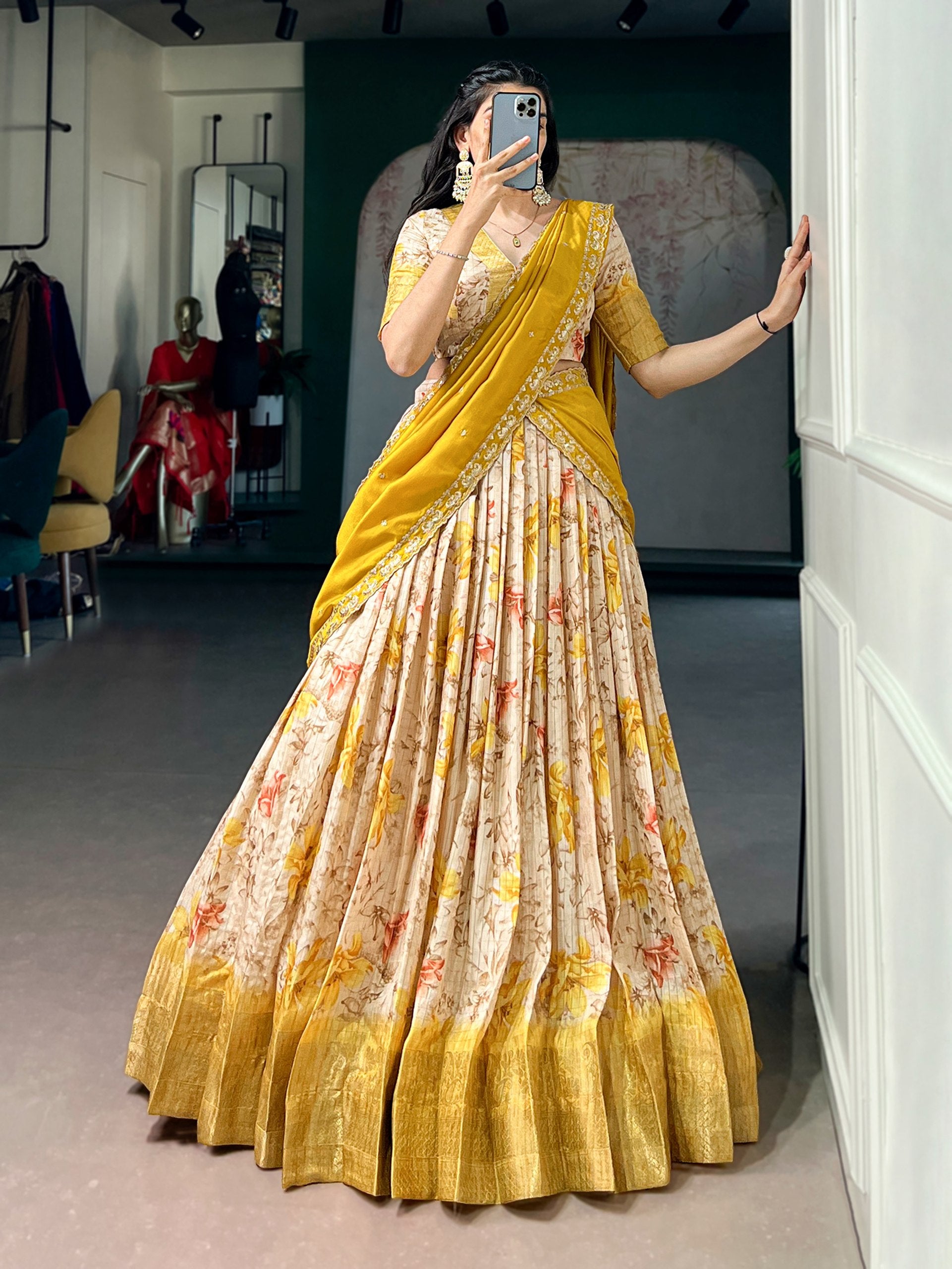 Festive Glam Dola Chex Zari Work Lehenga Choli Collection
