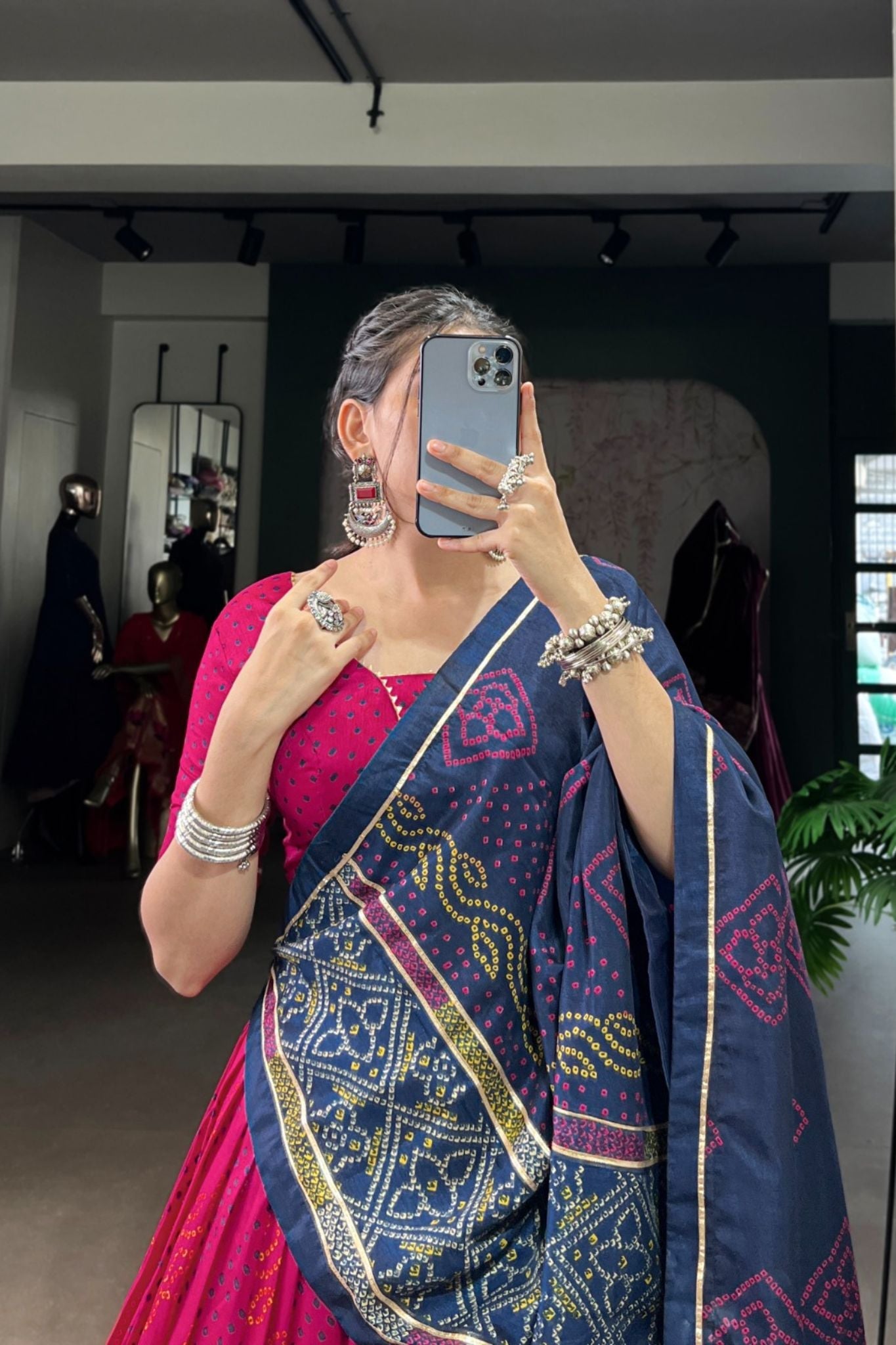 Glamorous Bandhej Print Lehenga Choli for Navratri And Weddings