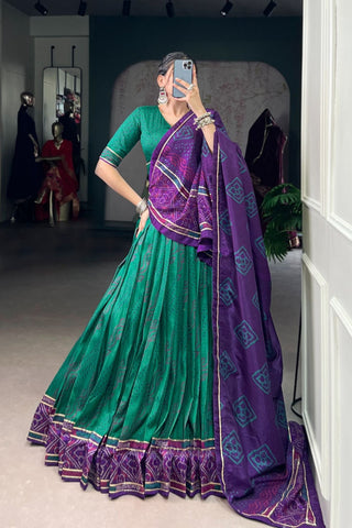 Glamorous Bandhej Print Lehenga Choli for Navratri And Weddings