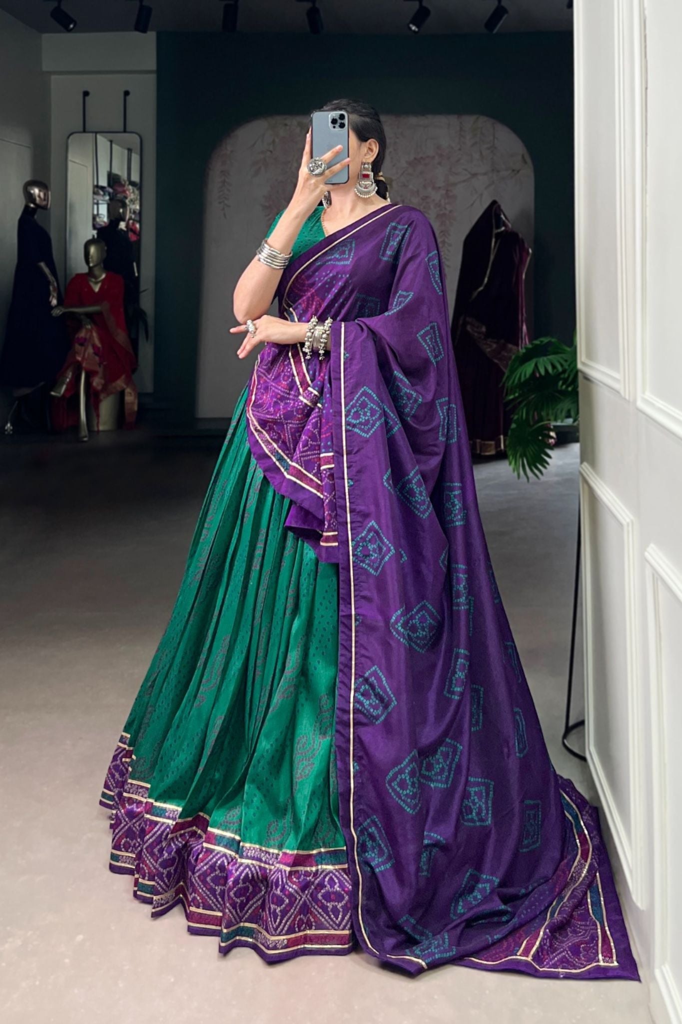 Glamorous Bandhej Print Lehenga Choli for Navratri And Weddings