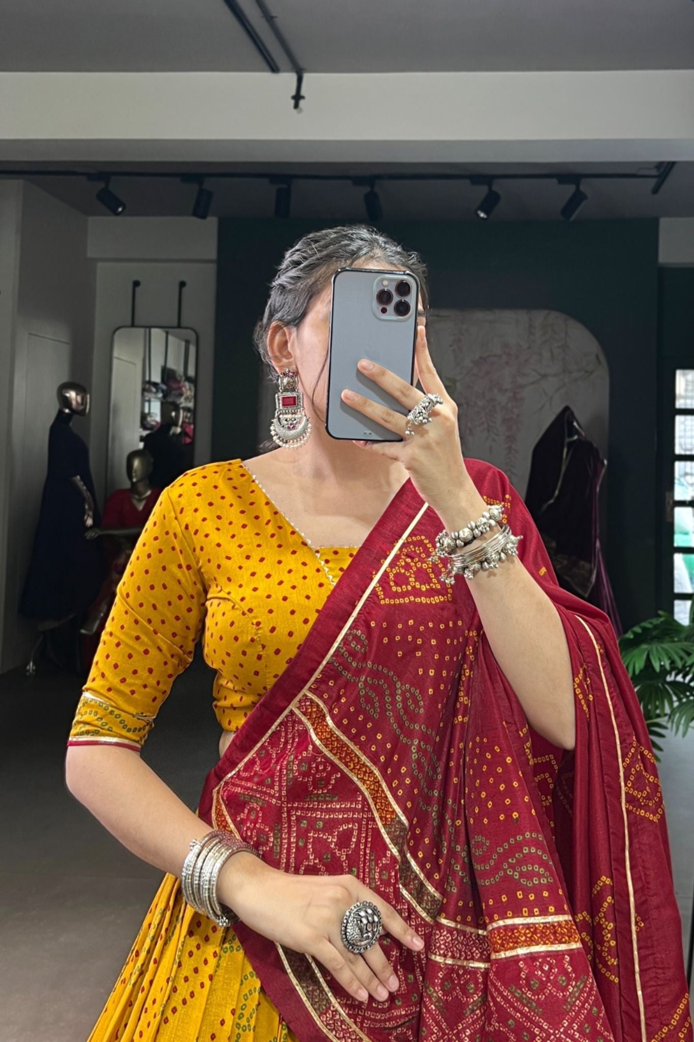 Glamorous Bandhej Print Lehenga Choli for Navratri And Weddings