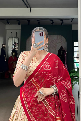 Glamorous Bandhej Print Lehenga Choli for Navratri And Weddings