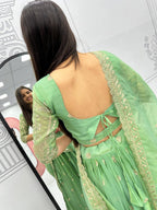 Festive Wear Pure Gold Crush Silk Embroidery Thread & Sequence Work Ready to Wear Lehenga Choli
