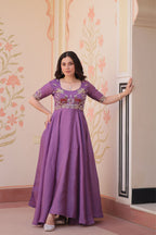 Gold Crush Beads Embroidered Work Crafted Designer Gown