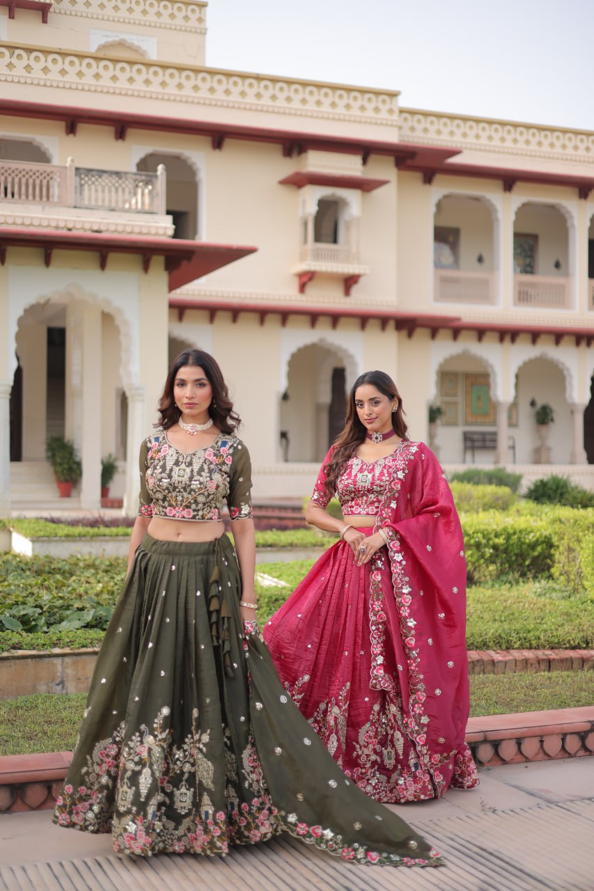 Wedding Special Gold Crush Lehenga Choli Set With Dupatta