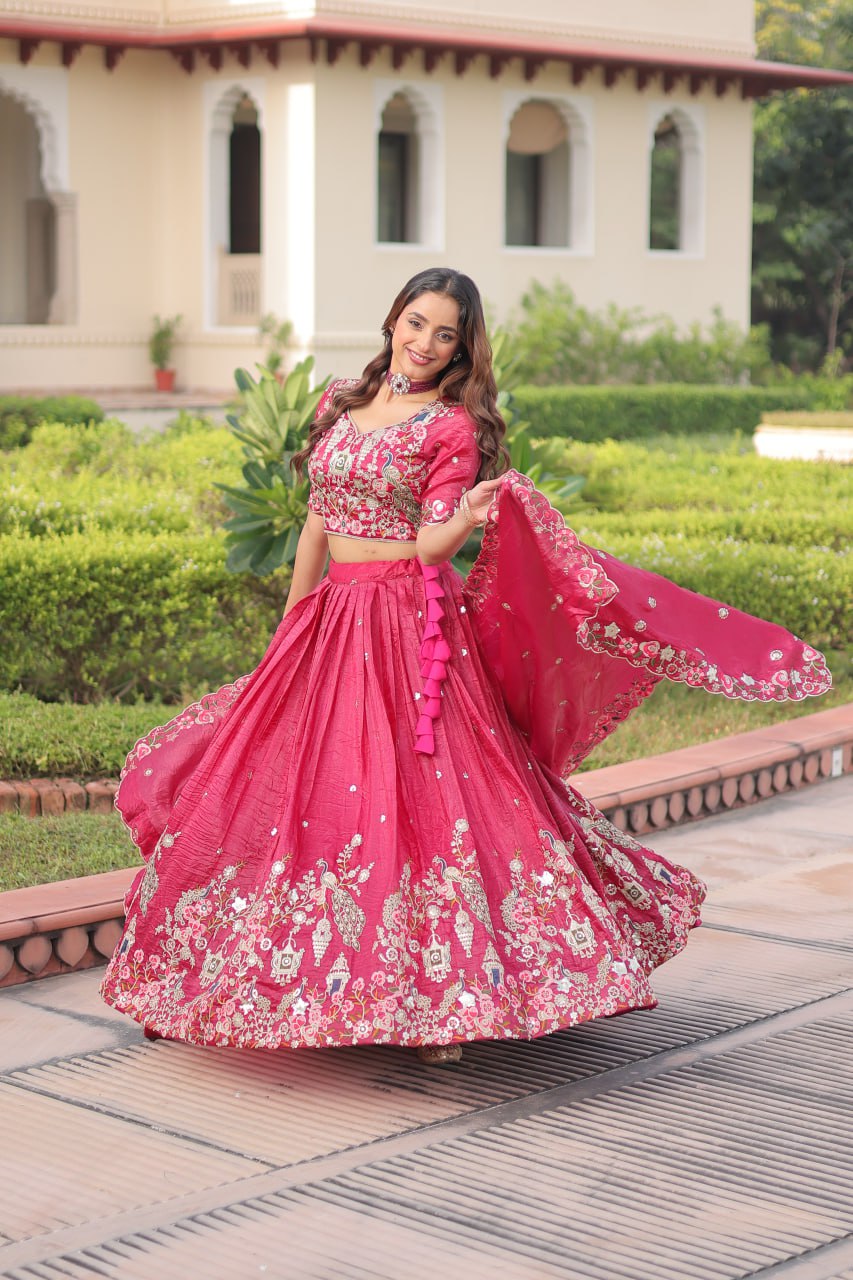 
Wedding Special Gold Crush Lehenga Choli Set With Dupatta
