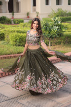 Wedding Special Gold Crush Lehenga Choli Set With Dupatta