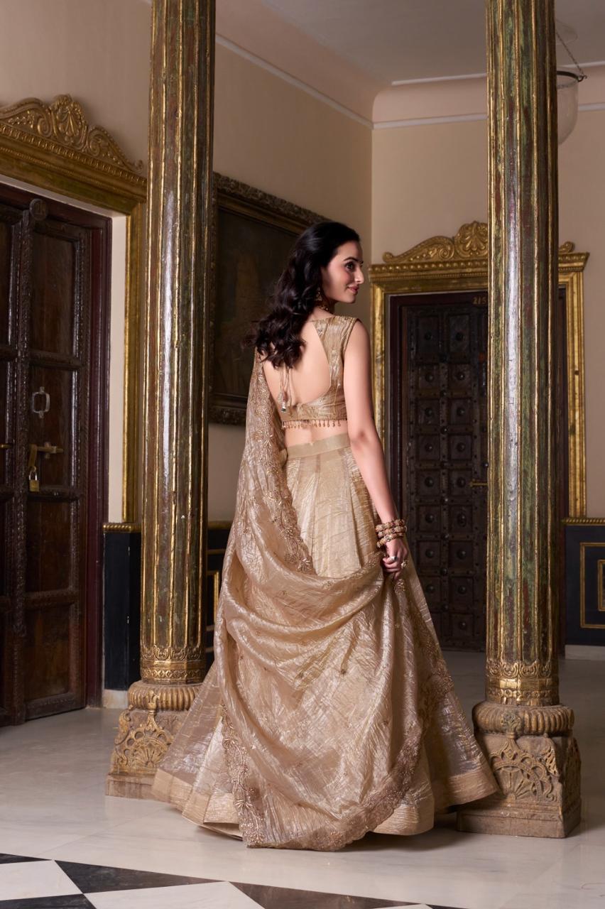 Gold Crush Elegant Lehenga Choli Set With Dupatta
