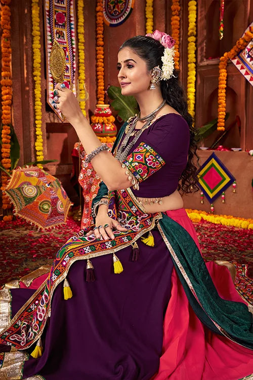 Colorful Navratri Chaniya Choli Set With Mirror Work