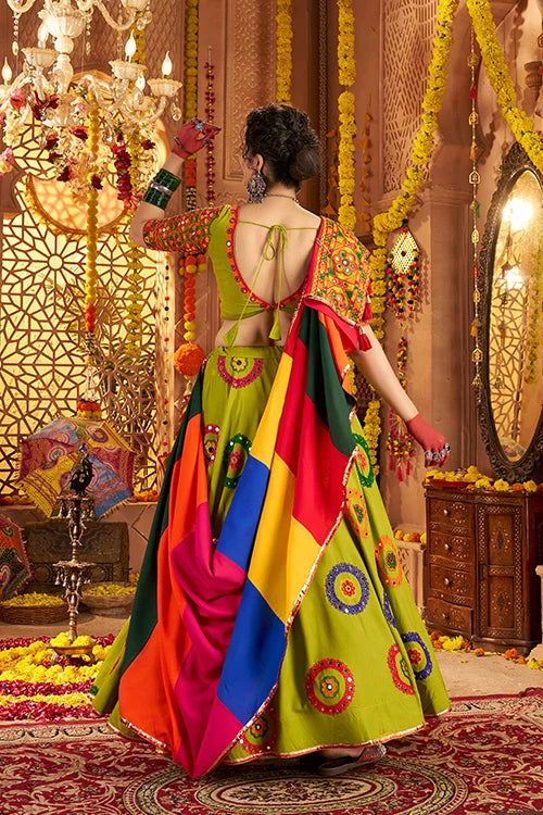 Vibrant Green Best Chaniya Choli for Navratri Garba