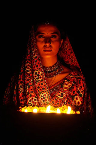 Fluorescent Green Chaniya Choli for Dandiya Nights