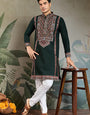 Party & Wedding Green Viscose Silk Kurta for Men
