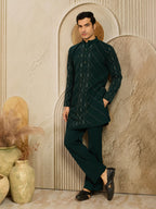 Green Armani Beads & Thread work Kurta Set | Tulip Designer
