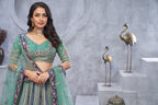 Green Banarasi Silk Temple Motif Bridal Lehenga Choli with Soft Net Dupatta

