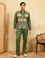 Regal Green Bomber Jacket with Thread Work and Pant for Mens