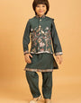 Party & Wedding Special Stylish Green Koti Kurta Set for Kids