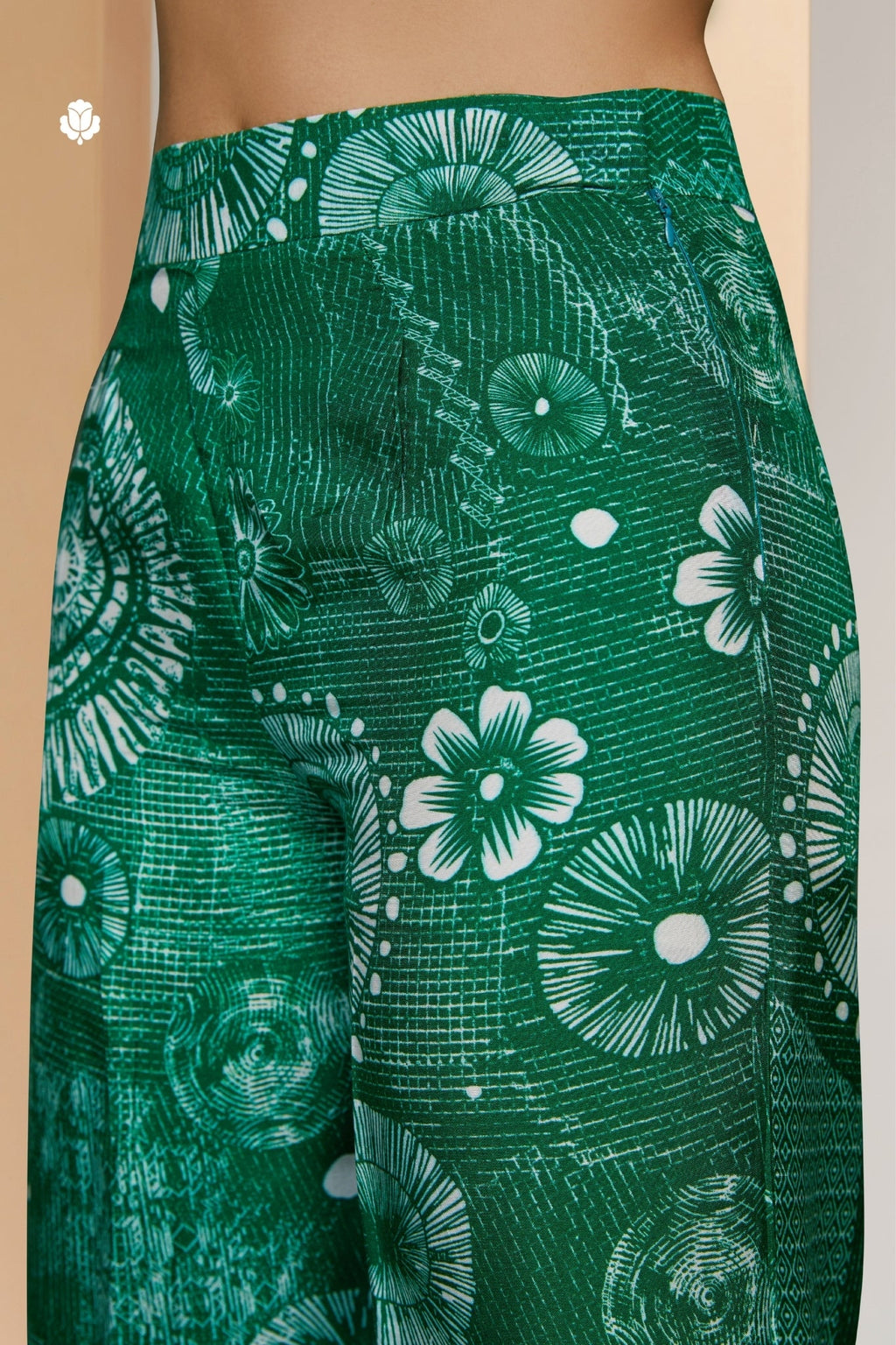 Dark Green Designer Pure Muslin Silk Floral Co Ord Set