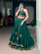 Green Gamthi Work Lehenga Choli for Dandiya Festival
