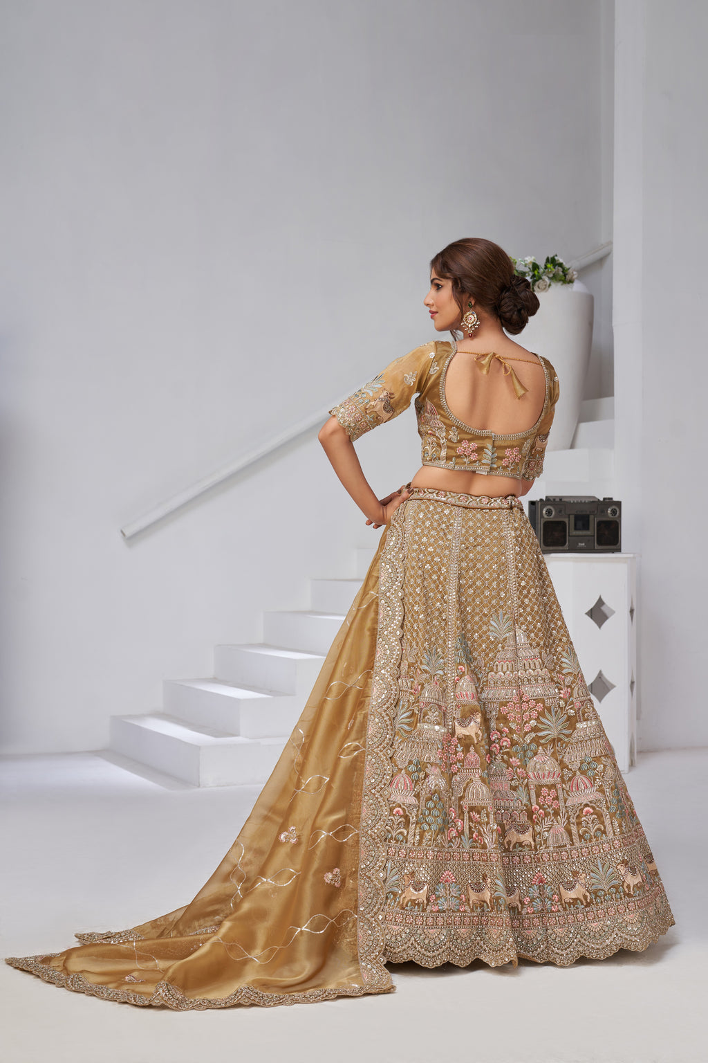 Mehendi Green Divine Grandeur Royal Raw Silk Bridal Lehenga Set